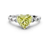 Silver Fancy Yellow Heart Cut Solitaire Diamond Ring with Infinity Twist Band and Four-Prong Setting_6