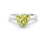 Silver Fancy Yellow Heart  Cut Solitaire Engagement Ring with Flat Band and Four-Prong Setting 1
