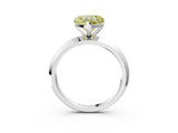 Silver Fancy Yellow Heart  Cut Solitaire Engagement Ring with Flat Band and Four-Prong Setting 4