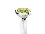 Silver Fancy Yellow Heart  Cut Solitaire Engagement Ring with Flat Band and Four-Prong Setting