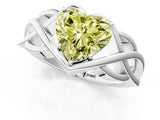 Silver Fancy Yellow Heart Cut Solitaire Intertwined Band Prong Setting Ring_7