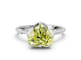 Silver Fancy Yellow Heart Cut Solitaire Split Shank Pave Diamond Engagement Ring with Four-Prong Setting_6