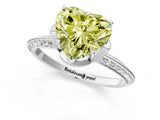Silver Fancy Yellow Heart Cut Solitaire Split Shank Pave Diamond Engagement Ring with Four-Prong Setting_85