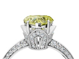 Silver Fancy Yellow Heart Cut Solitaire Split Shank Pave Diamond Engagement Ring with Four-Prong Setting_88