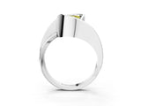 Silver Fancy Yellow Heart Cut Solitaire Tension-Set Diamond Split Shank Ring_9