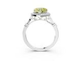 Silver Fancy Yellow Heart  Halo Diamond Engagement Ring with Twisted Band and Four-Prong Setting 4