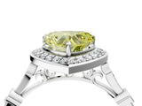 Silver Fancy Yellow Heart  Halo Diamond Engagement Ring with Twisted Band and Four-Prong Setting 5