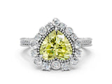 Silver Fancy Yellow Heart  Halo Milgrain Pave Diamond Ring with Four-Prong Setting 1