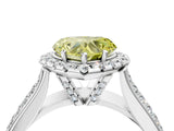 Silver Fancy Yellow Heart  Halo Round Diamond Pave Band with Prong Setting 5