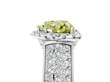 Silver Fancy Yellow Heart  Halo Round Diamond Pave Band with Prong Setting