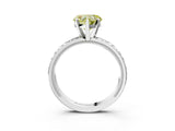 Silver Fancy Yellow Heart  Solitaire Diamond Engagement Ring with XO Engraved Band and Four-Prong Setting 3