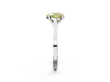 Silver Fancy Yellow Heart  Solitaire Diamond Ring with Four-Prong Setting and Tapered Band 2