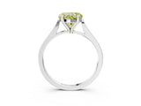 Silver Fancy Yellow Heart  Solitaire Diamond Ring with Four-Prong Setting and Tapered Band 3
