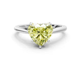Silver Fancy Yellow Heart  Solitaire Engagement Ring with Four-Prong Setting and Classic Band