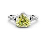 Silver Fancy Yellow Heart  Solitaire Twist Band Six-Prong Setting 1