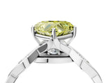 Silver Fancy Yellow Heart  Solitaire Twist Band with Leaf Prong Setting 4