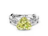 Silver Fancy Yellow Heart  Solitaire Twist Band with Leaf Prong Setting
