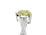 Silver Fancy Yellow Heart  Solitaire Twisted Pave Diamond Ring with Four-Prong Setting_5