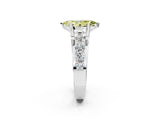 Silver Fancy Yellow Marquise  Brilliant Solitaire with Side Stones on a Pave Band and Four-Prong Setting_14