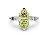 Silver Fancy Yellow Marquise Cut Brilliant Three-Stone Pave Band with Four-Prong Setting_6