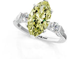 Silver Fancy Yellow Marquise Cut Brilliant Three-Stone Pave Band with Four-Prong Setting_7