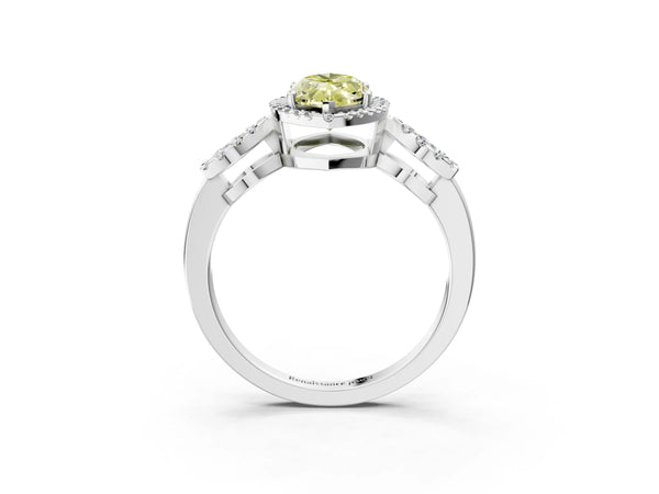Sterling Silver Marquise Pave Infinity Halo Engagement Ring Setting for Fancy Yellow Center