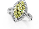 Silver Fancy Yellow Marquise Cut Diamond Double Halo Ring with Split Shank and Four-Prong Setting_7