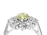 Silver Fancy Yellow Marquise Cut Diamond Floral Double Halo Engagement Ring with Prong Setting_130