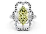 Silver Fancy Yellow Marquise Cut Diamond Floral Halo Split Shank Prong Setting Ring_30
