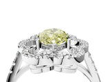 Silver Fancy Yellow Marquise Cut Diamond Floral Halo Split Shank Prong Setting Ring_34