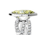 Silver Fancy Yellow Marquise Cut Diamond Halo Ring with Round Split Shank and Prong Setting_5