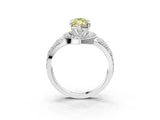 Silver Fancy Yellow Marquise Cut Diamond Halo Ring with Split Shank and Bezel Accents and Four-Prong Setting_9