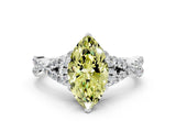 Silver Fancy Yellow Marquise Cut Diamond  Halo Twist Band Solitaire Prong Setting Ring_12