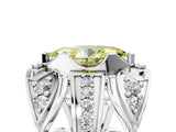 Silver Fancy Yellow Marquise Cut Diamond Pave Art Deco Split Shank Ring with Four-Prong Setting_11