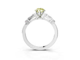 Silver Fancy Yellow Marquise  Cut Diamond Ring with Baguette Side Stones, Channel Set Band, and Four-Prong Setting_27