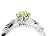 Silver Fancy Yellow Marquise  Cut Diamond Ring with Baguette Side Stones, Channel Set Band, and Four-Prong Setting_28
