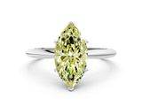 Silver Fancy Yellow Marquise Cut Diamond Solitaire Engagement Ring with Classic Band and Four-Prong Setting_12