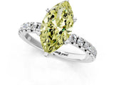 Silver Fancy Yellow Marquise Cut Diamond Solitaire Pavé Engagement Ring with Round Band and Prong Setting_1