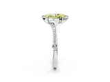 Silver Fancy Yellow Marquise Cut Diamond Solitaire Ring with Pavé Band and Prong Setting_14