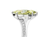 Silver Fancy Yellow Marquise Cut Diamond Solitaire Ring with Pavé Band and Prong Setting_17