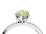 Silver Fancy Yellow Marquise  Cut Diamond Solitaire with Pave Band and Four-Prong Setting 13