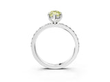 Silver Fancy Yellow Marquise  Cut Diamond Solitaire with Pave Band and Four-Prong Setting 14