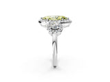 Silver Fancy Yellow Marquise Cut Diamond Three-Stone Halo Ring with Prong Setting and Pavé Accents_8