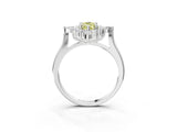 Silver Fancy Yellow Marquise Cut Halo Diamond Cluster Ring with Marquise and Round Stones on a White Gold Band with Prong Setting_9