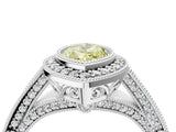 Silver Fancy Yellow Marquise Cut Halo Diamond Split Shank Pave Ring_10