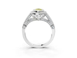 Silver Fancy Yellow Marquise Cut Halo Diamond Split Shank Pave Ring_9