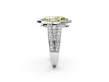 Silver Fancy Yellow Marquise Cut Halo Diamond Split Shank Ring with Prong Setting_8