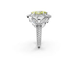 Silver Fancy Yellow Marquise Cut Halo Milgrain Diamond Engagement Ring with Leaf Band and Four-Prong Setting_14