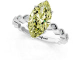 Silver Fancy Yellow Marquise Cut Solitaire Diamond Ring with Infinity Twist Band and Four-Prong Setting_56