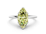 Silver Fancy Yellow Marquise Cut Solitaire Diamond Ring with Six-Prong Setting and Classic Band_45